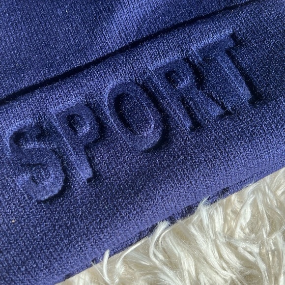 Navy blue acrylic Sport‎ beanie unisex NEW one size fits most - Picture 2 of 5
